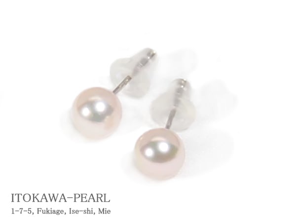 あこや真珠ピアス＜5.8mm＞スタッド・K14WG PE-7654 | 真珠ピアス,真珠
