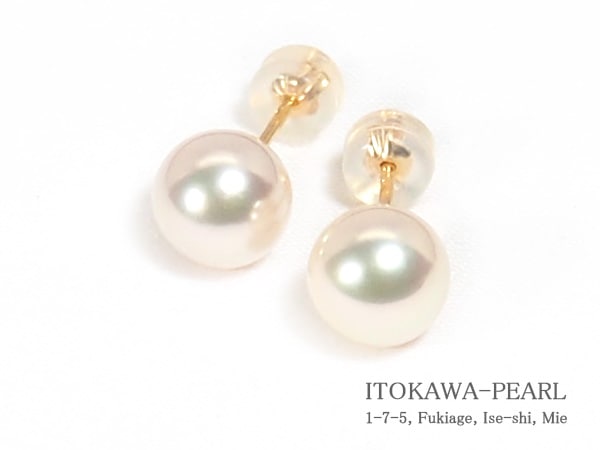 花珠真珠 あこや真珠ピアス＜8.1mm＞スタッド・K18YG鑑別書付 PE-7157