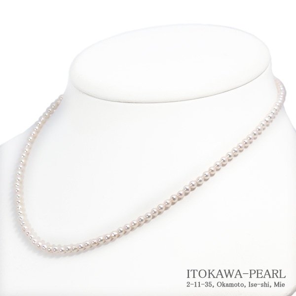 あこや真珠ベビーパールネックレス＜3～3.5mm＞アジャスター・シルバー N-13025