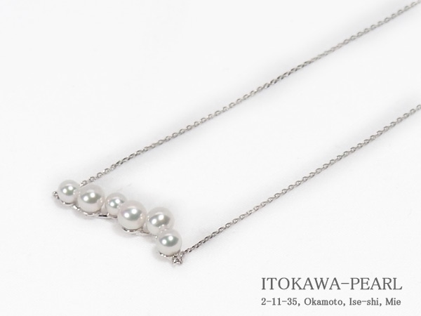 あこや真珠 ペンダントネックレス＜3.5～4.5ｍｍ＞K18WG P-8521