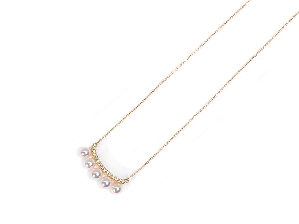 あこや真珠 プチ・ペンダントネックレス＜3.6～3.8mm＞K18YG・ダイヤモンド0.07ct　P-8520