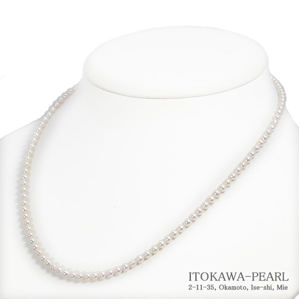 あこや真珠ベビーパールネックレス＜3.5～4mm＞アジャスター・シルバー N-13048