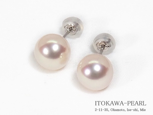 あこや真珠ピアス＜8.7mm＞スタッド・PT900 PE-7663