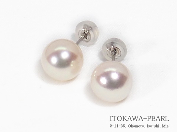 あこや真珠ピアス＜8.8mm＞スタッド・PT900 PE-7664