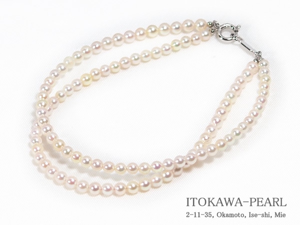 あこや真珠2連ブレスレット＜3～3.5mm＞引き輪とプレートタイプ