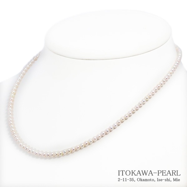 あこや真珠ベビーパールネックレス＜3～3.5mm＞アジャスター・シルバー