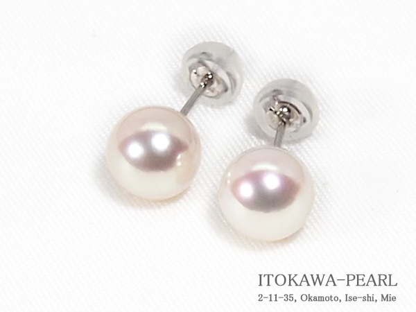 花珠真珠あこや真珠ピアス＜7.6mm＞スタッドPt900 PE-7608 | 真珠