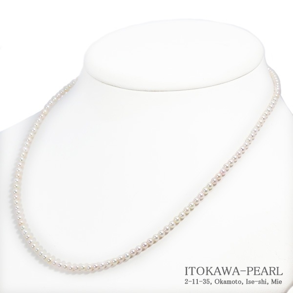あこや真珠ベビーパールネックレス＜3～3.5mm＞アジャスター・シルバー