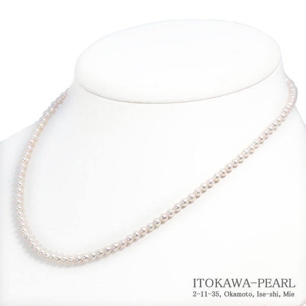 あこや真珠ベビーパールネックレス＜3～3.5mm＞アジャスター・シルバー