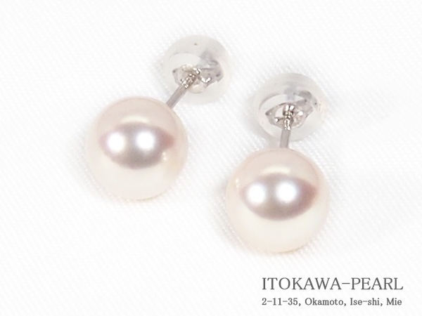 新品 k14WGあこや真珠ピアス 7.6ミリ 有難かっ 
