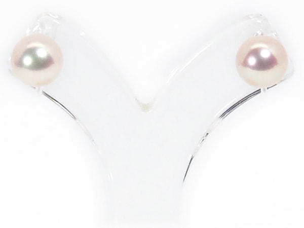 あこや真珠ノンホールピアス<7.6mm>樹脂製イヤリング E-4855