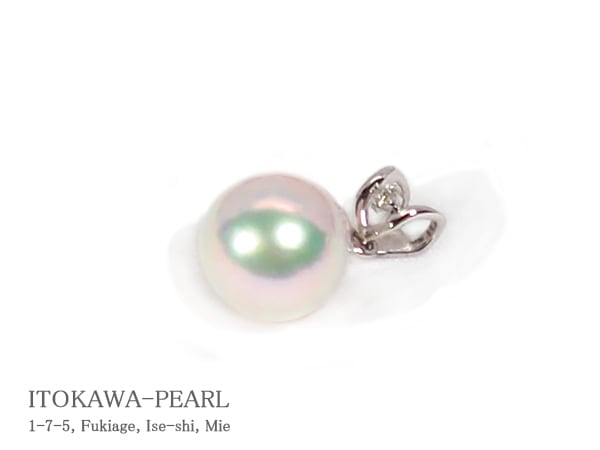 花珠真珠範疇 ペンダントトップ＜9mm＞K18WG・ダイヤモンド0.01ct 鑑別
