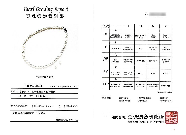 花珠真珠２点セットあこや真珠ネックレス＜8mm＞鑑別書付 NE-2480