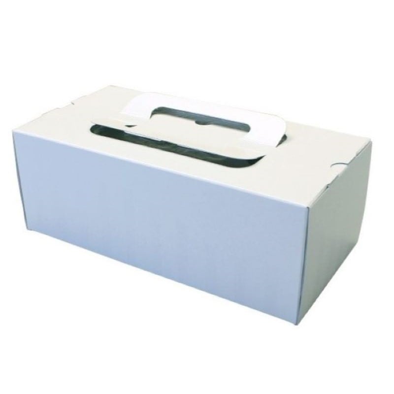 ロールケーキ箱　手提ロール ポケット付 エンボスホワイト 8寸 （10枚入）