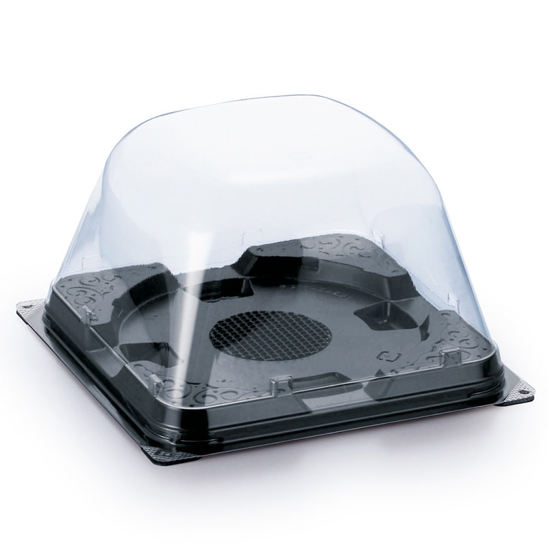 IK アイビー 3.5号ケーキトレー 黒 本体・85H蓋セット（100枚入）