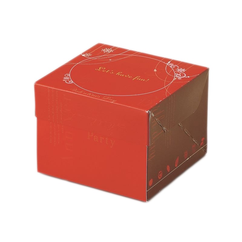 4号ケーキ箱 ミニデコデラックスレッド 銀台紙付（100枚/300枚