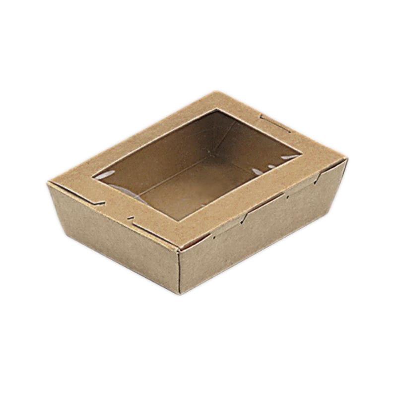 窓付きランチボックス (XS) クラフト (25個入)