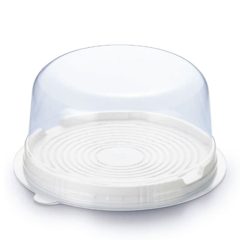 IK CDケーキドーム 4号 本体白・75H蓋セット（50枚入） | フタ付き容器