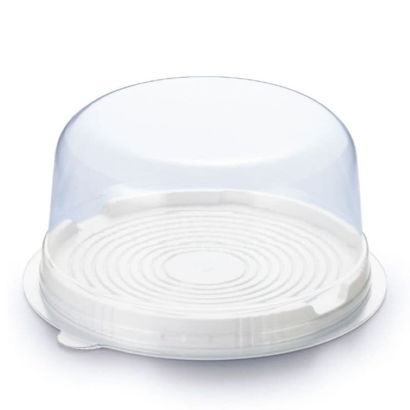 IK CDケーキドーム 4号 本体白・75H蓋セット（50枚入） | フタ付き容器