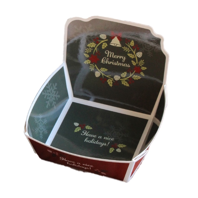 6号ケーキ箱 クリスマスノエル（100枚入） | デコレーションケーキ箱