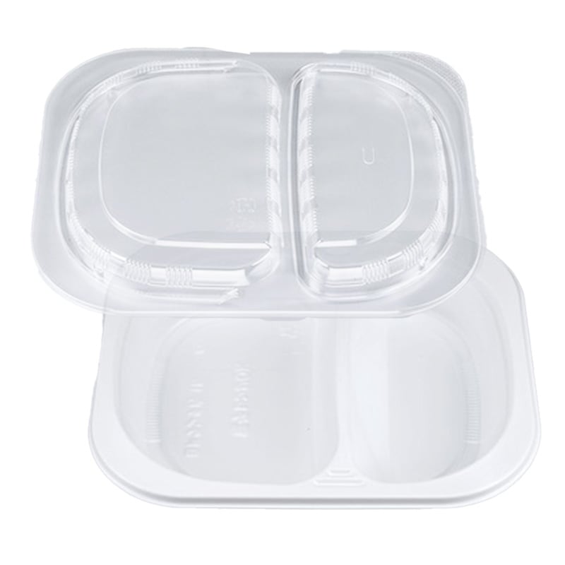 カレー容器 BFランチ内15 本体ホワイト・U字穴篏合蓋セット (400枚入)