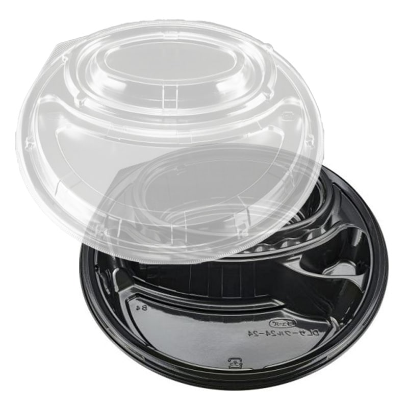 カレー容器 DLサークル24-24 黒本体・部分内篏合蓋セット (400枚入)