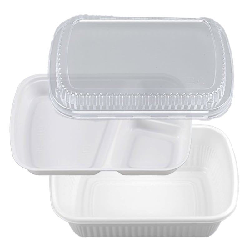 弁当容器 BF-211 本体ホワイト・中仕切・篏合蓋セット (50枚入)