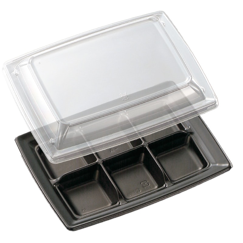 惣菜容器 CT沙楽 KS24-18A BK本体・防曇蓋セット（400枚入）