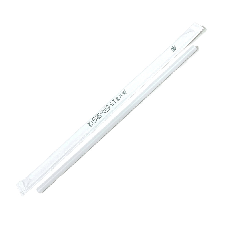 シバセ 紙包 太口ストロー6×210ストレート 白 (500本入)