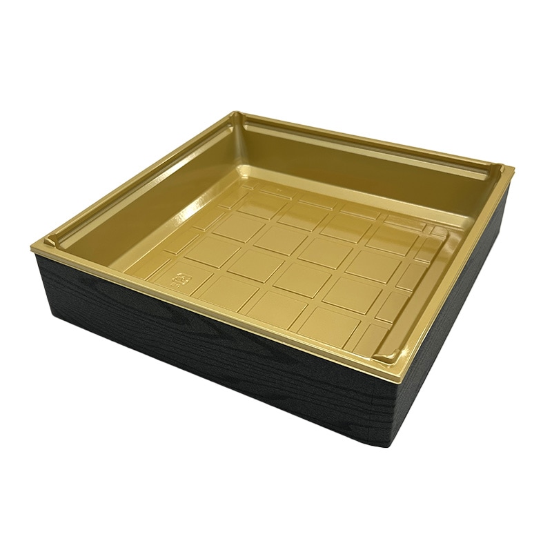 高級弁当容器 ワン折重70 黒焼杉縁・A金底セット (200枚入)