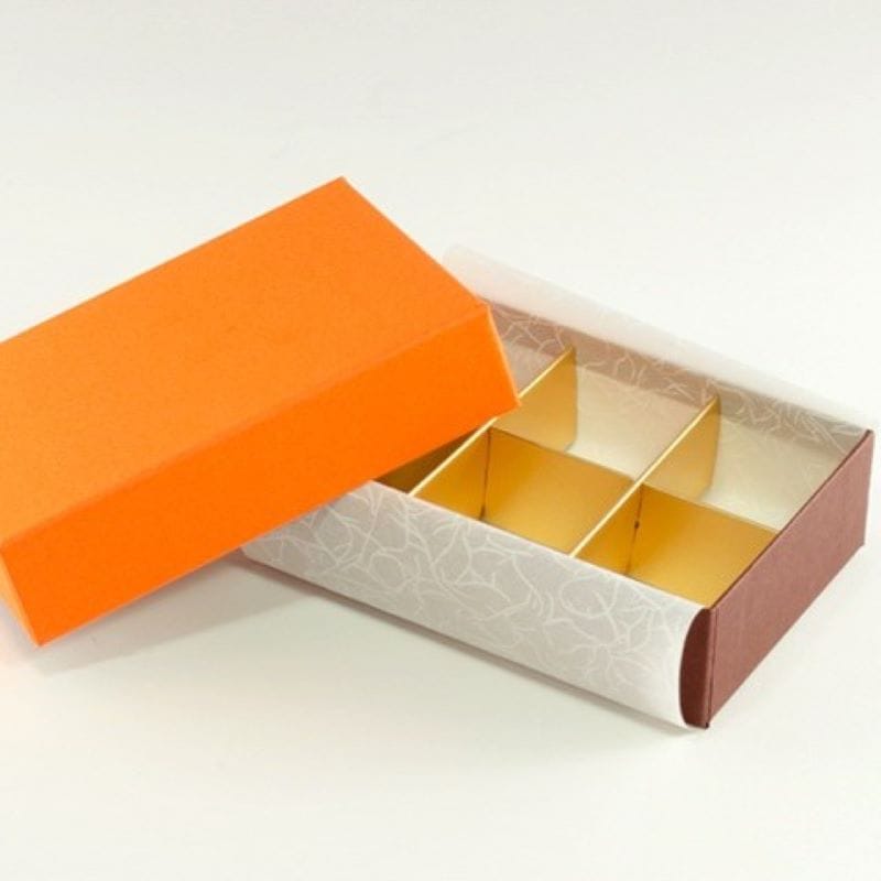 フェザーケース オレンジ 6仕切（1個/5個入） | チョコレート | 伊藤景