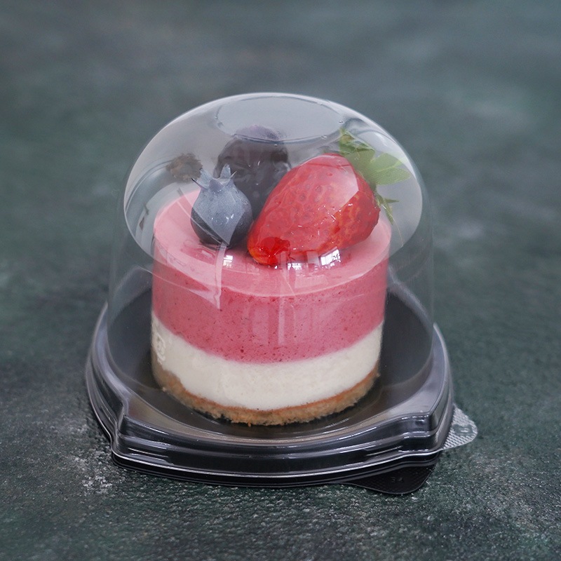 ケーキトレー IK92-SL黒 本体・ドーム蓋セット（50枚入） | フタ付き