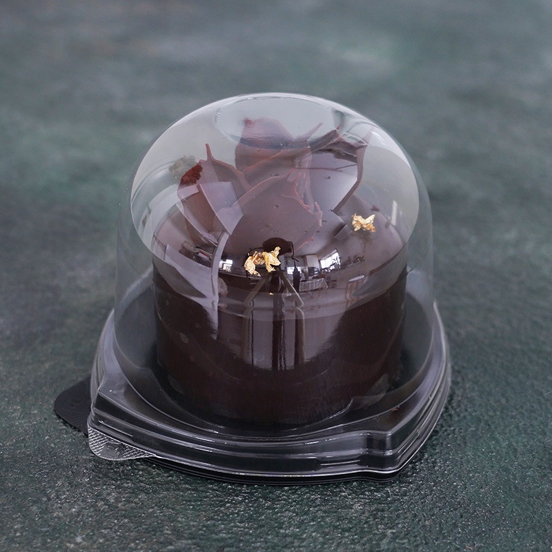 ケーキトレー IK92-SL黒 本体・ドーム蓋セット（50枚入） | フタ付き