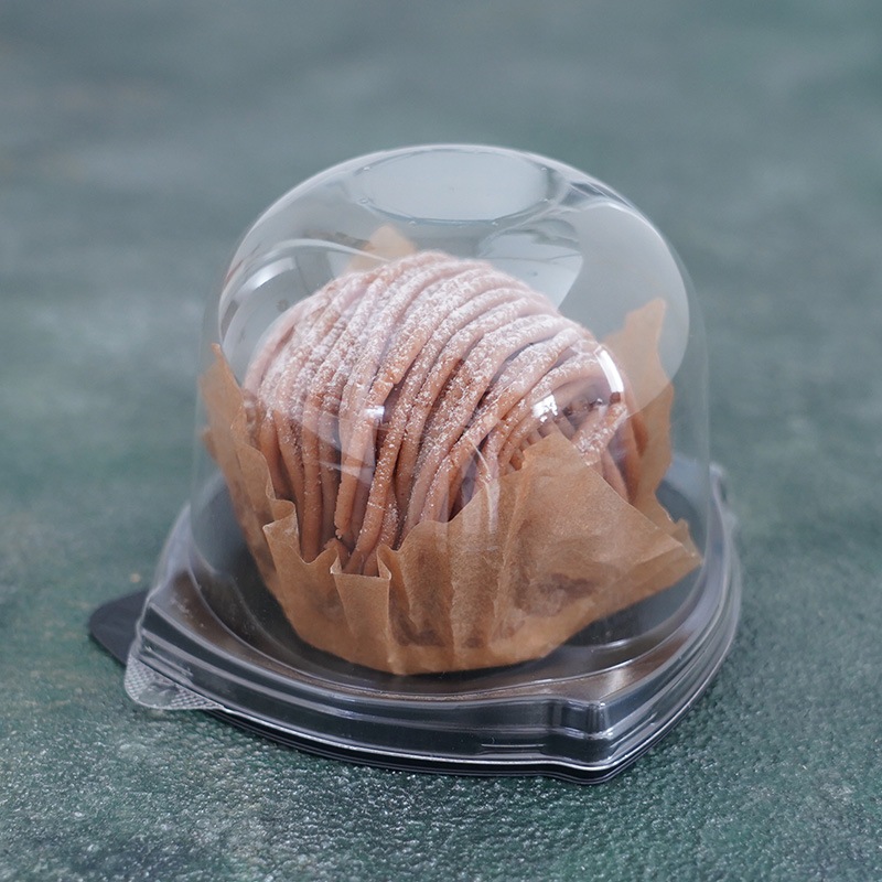 ケーキトレー IK92-SL黒 本体・ドーム蓋セット（50枚入） | フタ付き