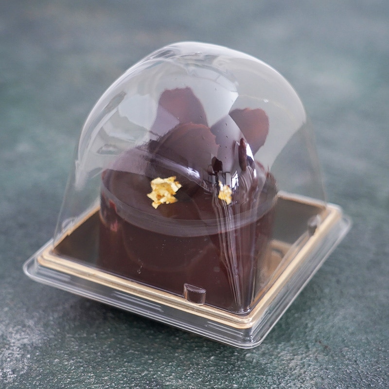 デザート容器 IK84K 底 ゴールド 本体・ドーム蓋セット （50枚入