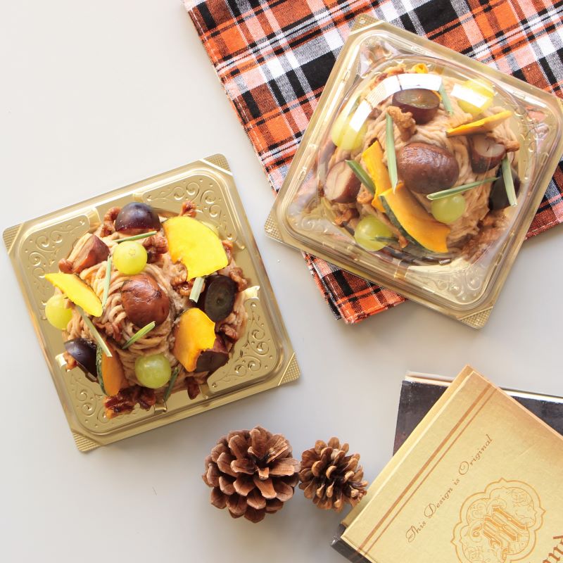 IK アイビー 3号ケーキトレー ゴールド 本体・85H蓋セット （100枚入