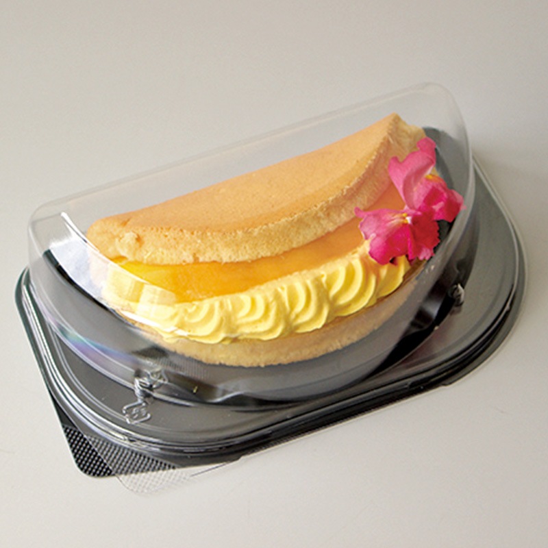 ケーキ容器 IKケーキBOX4．5号ハーフ黒・42H蓋セット（100枚入