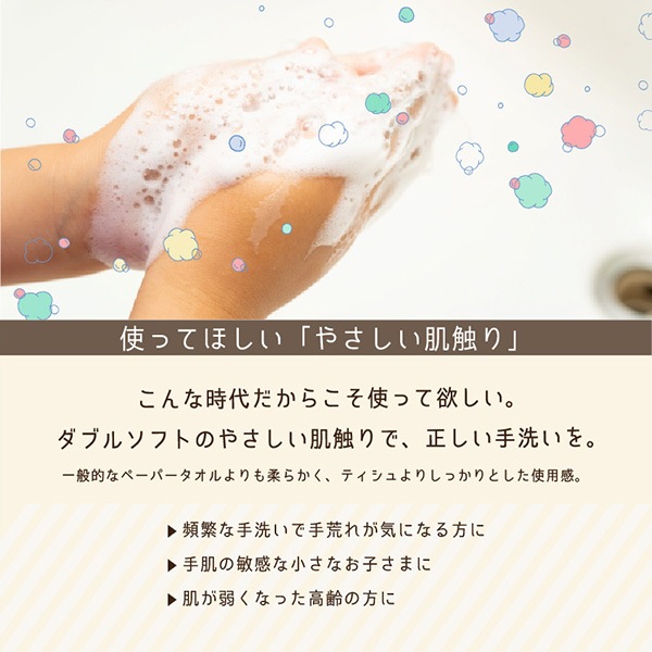 業務用 手を洗おう!ペーパータオル 220×230mm ダブル 120組(240枚) 40パック ソフトタイプ 50120001