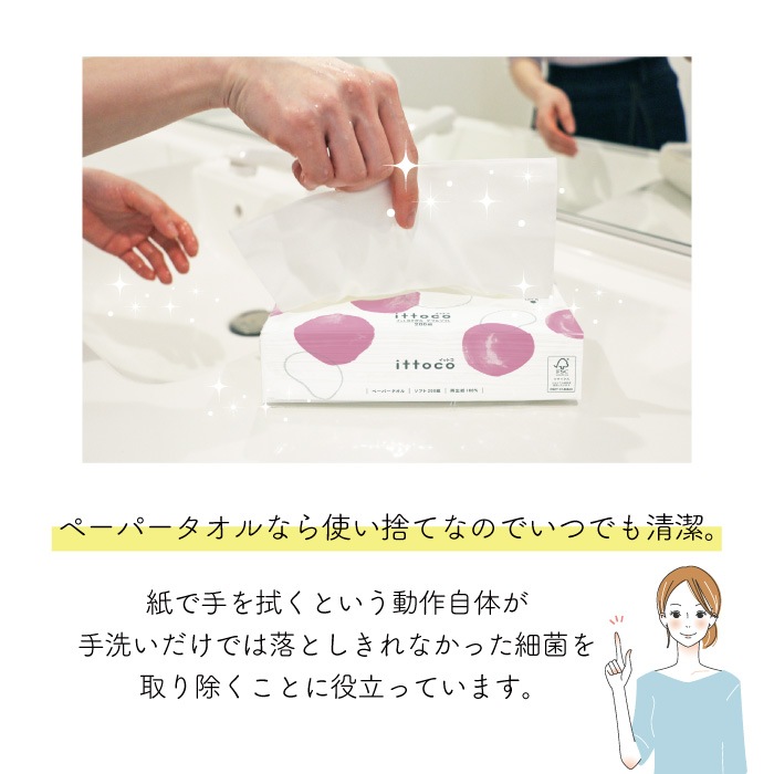 業務用 抗菌 ペーパータオル 220×230mm ダブル 200組(400枚) 30パック ソフトタイプ 50200024