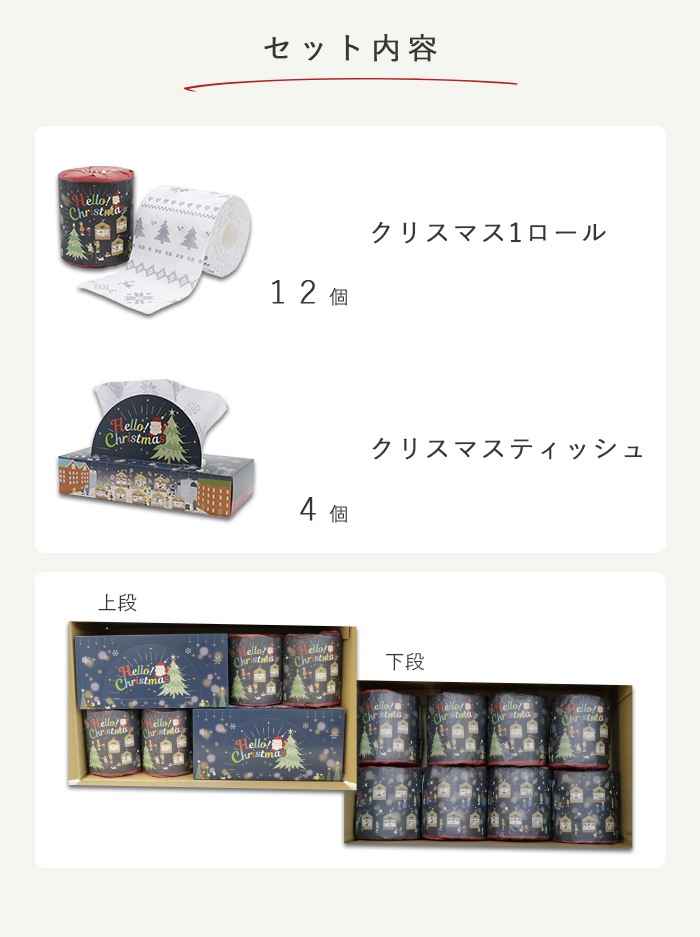 【40%OFF】 2024年 クリスマス ギフトセットトイレットペーパー ティッシュ 販促品 ノベルティ 10001148 [ギフト]