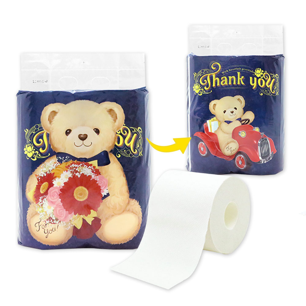 トイレットペーパー ありがとう テディベア ４ロール×24パック 27.5m 10055346 [ギフト]