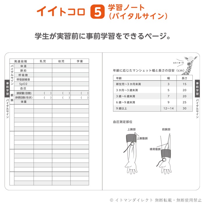 小児看護学生 実習用 ノート 120冊入 80001021 バイタルサイン 尿検査 血液検査 血液生化学検査 IST