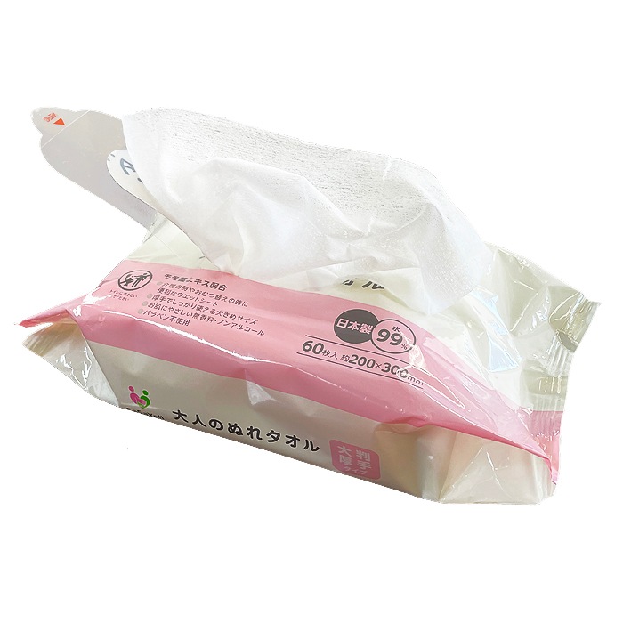 昭和紙工 大人のぬれタオル 大判 厚手タイプ ウェットタオル 60枚入 30パック 80060002 _IST
