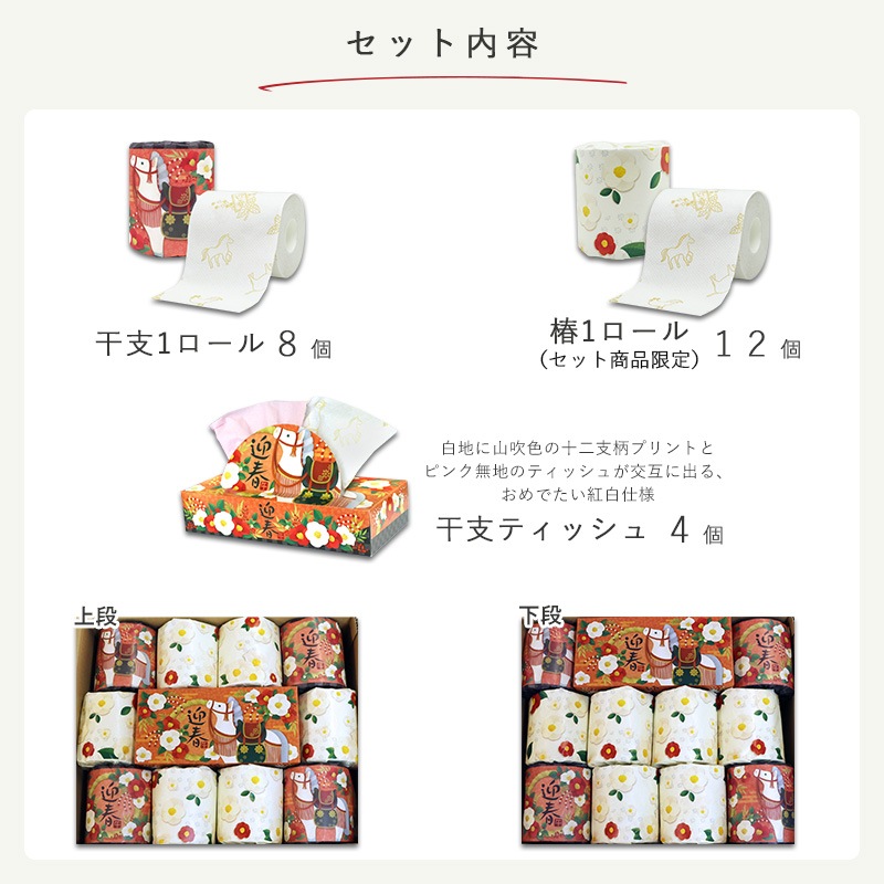 2026年 干支 新年ボリュームセット 午年 馬年 お歳暮 お年賀 トイレットペーパー ティッシュ 10001161  [ギフト] [熨斗対応]