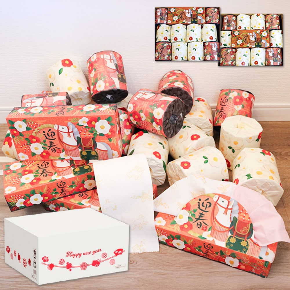 2026年 干支 新年ボリュームセット 午年 馬年 お歳暮 お年賀 トイレットペーパー ティッシュ 10001161  [ギフト] [熨斗対応]