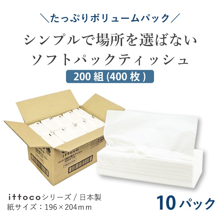 ティッシュペーパー イットコ 詰め替え ティッシュ 200組 10個入