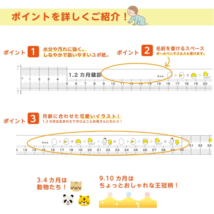 [3サイズ展開]  乳幼児 健診 メジャー メモるん 300枚入 生後1.2ヵ月 生後3.4ヵ月 生後9.10ヵ月 2022年グッドデザイン賞受賞  _代引不可 IST 大阪