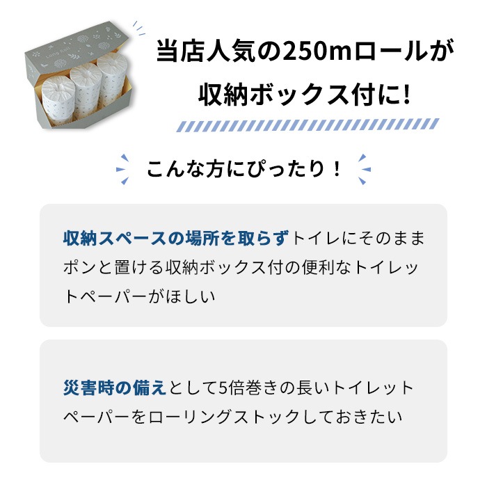 トイレットペーパー シングル 250m 半年トイレットロールボックス 6ロール入 10001147 5倍巻き 長持ち まとめ買い 日本製 [KS]