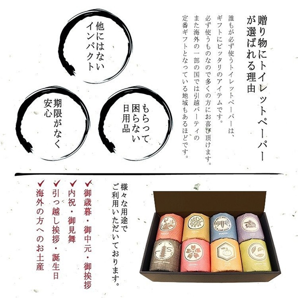 ギフトセット 8種の日本の香り ジャパンフィーリング トイレットペーパー ダブル 27.5m 10001059[ギフト][熨斗対応] 日本製 ノベルティ 実用的 引っ越し挨拶