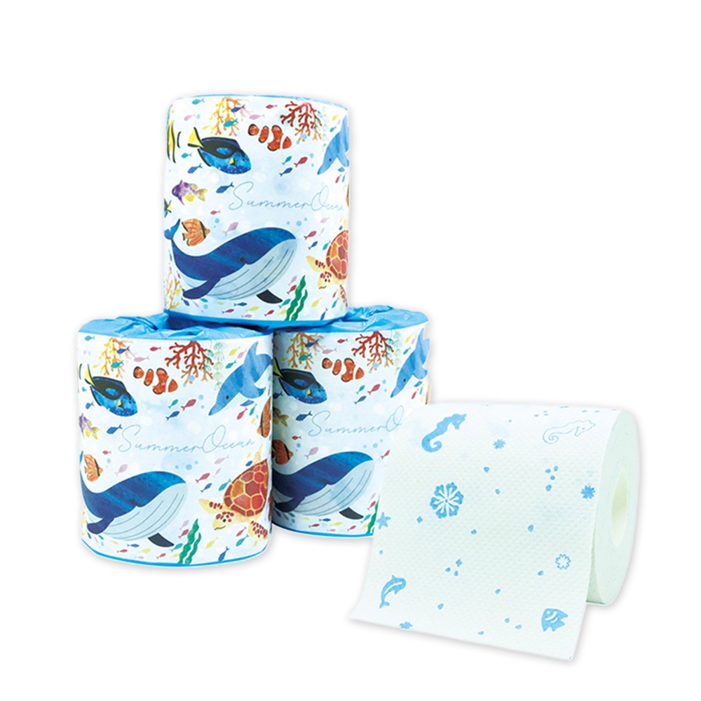 【会員様限定価格 4月21日09:59まで】サマーオーシャン 夏 プリント トイレットペーパー ダブル 27.5m × 100ロール 10055350 [ギフト]